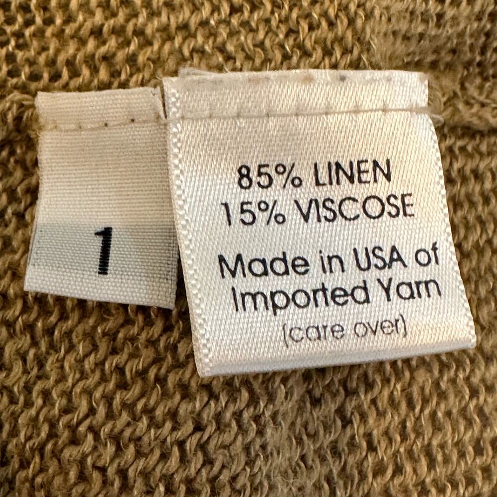 Margaret O'Leary Linen Blend Tan Open Front Cardigan Lightweight Sweater sz 1=XS - Picture 8 of 9